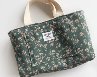 Bible bag in floral dance in green - Handmade Book Cover, Devotional Gift, Mother’s Day gift