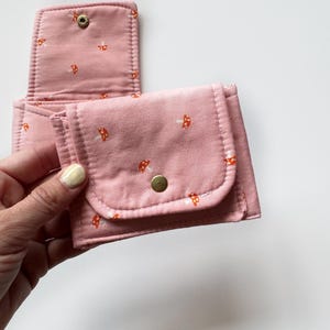 Minimalist card wallet in pink mushroom / slim wallet / card holder / travel /grad gifts