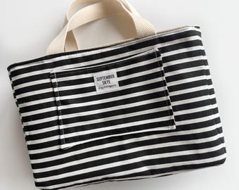 Black and white striped Bible Tote Bag: Handmade Book Cover, Devotional Gift