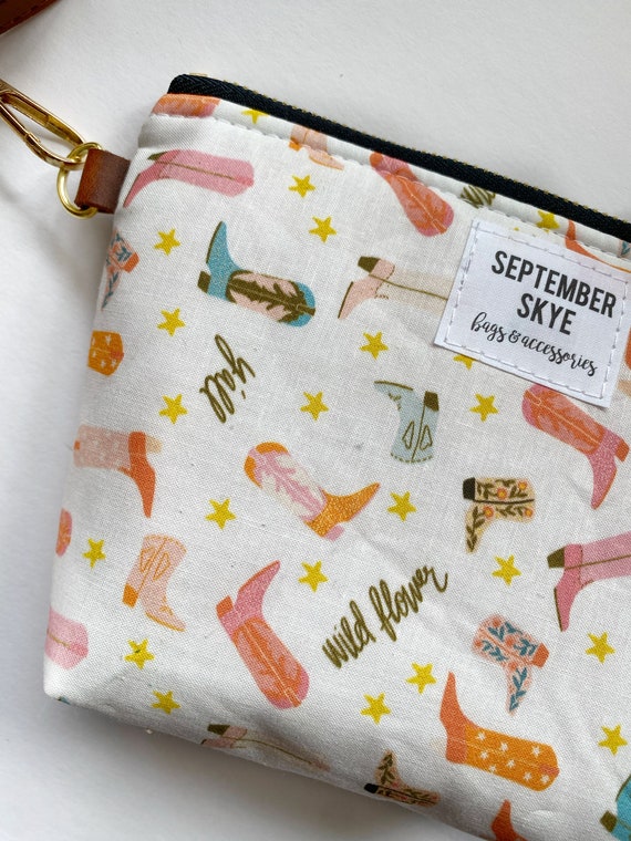Sufamb Make-up-Tasche 'Small Town Girl' – Retro Cowgirl-Design, 19,1x25,4 Cm, Aus Leinen, Perfektes Geschenk