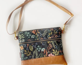 Black rifle paper crossbody bag with front zipper - made to order