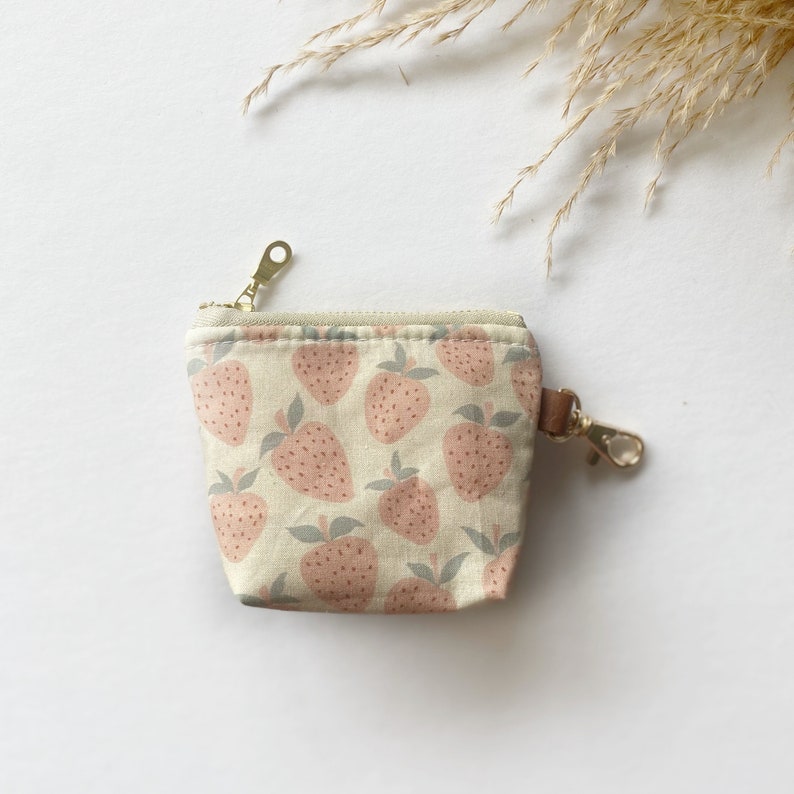 Itty bitty pouch with keychain in strawberry image 1