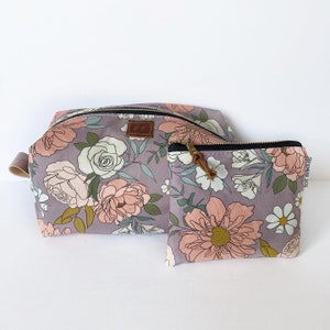 Boxy makeup bag in lavender floral vanity bag toiletry bag travel image 2