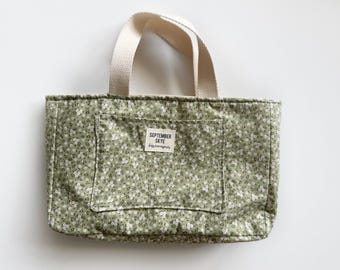 NEW! Bible or book bag tote in Sage green disty floral  / book cover / devotional bag / gifts for mom