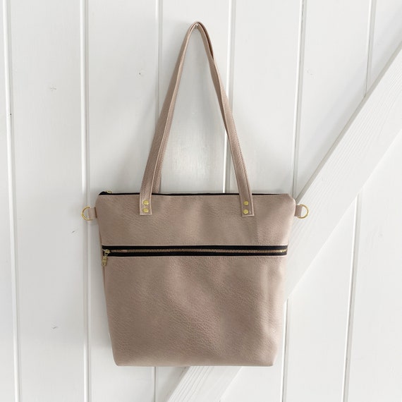 Listo para enviar Bolso pequeno en piel sintetica natural de hueso bolso con cremallera bolso con asa superior herrajes PLATA Etsy Espana