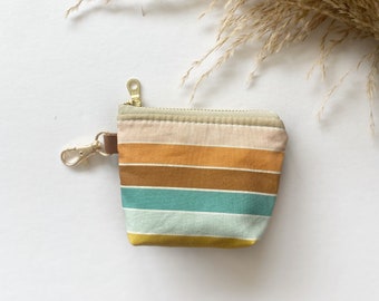 Itty bitty pouch with keychain in boho stripe