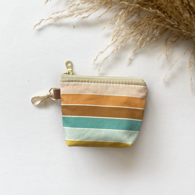 Itty bitty pouch with keychain in boho stripe image 1