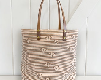 Simple tote in rust arches - beach bag - canvas tote - aesthetic bags - handmade bag - gifts for her