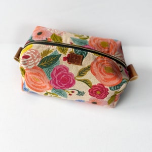 Boxy makeup bag in rifle paper Juliet rose cream vanity bag gifts for her image 3