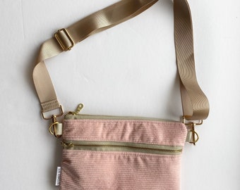 Pink corduroy sling bag - fanny pack - crossbody bag - Mother’s Day gift - gifts for her