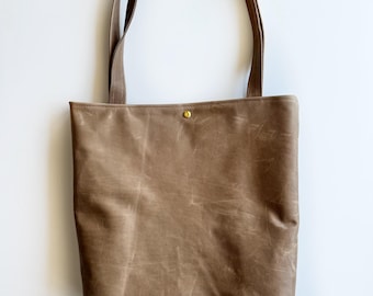 Soft real genuine leather tote in brown putty / everyday bag / purse / gifts for her / summer beach bag / bridesmaid gifts