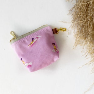Itty bitty pouch with keychain  in purple surfer girl