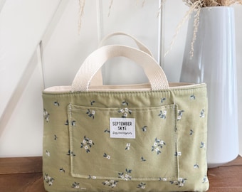 Bible bag in floral green - Handmade Book Cover, Devotional Gift, Mother’s Day gift