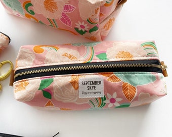 Efflorescenct in balmy - boxy brush pencil bag - makeup bag - storage bag