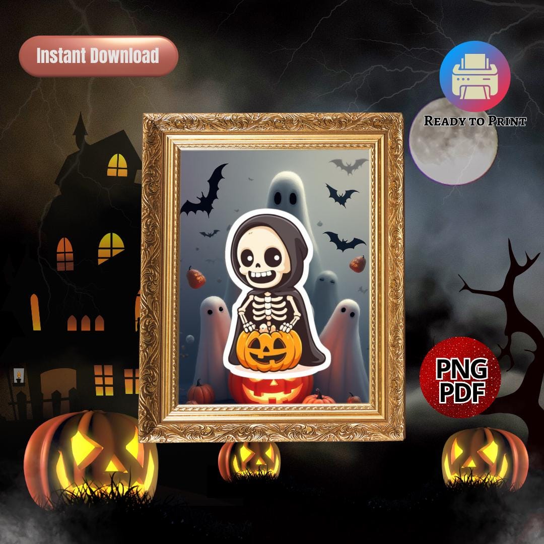 20 Cute Halloween Clipart Bundle | Kawaii Ghost Pumpkin PNG | Adorable ...