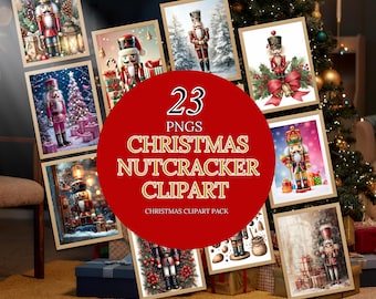 クリスマスくるみ割り人形クリップアート23点 | ホリデーくるみ割り人形PNGバンドル | 即時ダウンロード