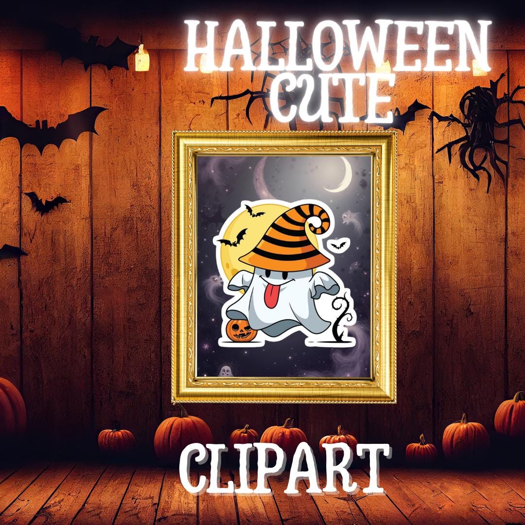20 Cute Halloween Clipart Bundle | Kawaii Ghost Pumpkin PNG | Adorable ...
