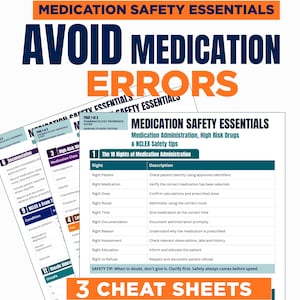Cheatsheet-bundel medicatieveiligheid voor studenten verpleegkunde | Studiegids farmacologie NCLEX Drug Administration (pdf)