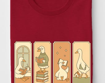 Bookish Goose Shirt, Cozy Reader T-Shirt, Reading Goose Graphic Tee, Book Lover Gift, Aesthetic Library Shirt, Bookworm Shirt