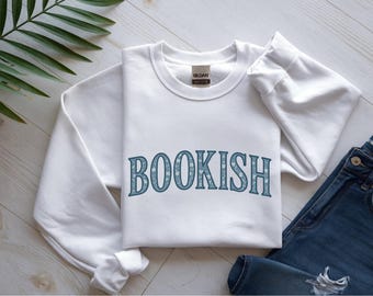 Leesgrage sweater, vintage bloemen belettering, lezerstrui, esthetisch boekenliefhebber cadeau, lezing ronde hals, retro boekenwurmtrui