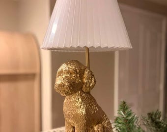 Handmade Gold Doodle Puppy Lamp – Modern Dog Lover Gift