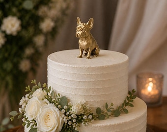 Cake Topper | Golden French bulldog Figurine |  Modern Dog Statue