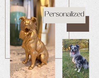 Custom Dog Figurine | Hand-Painted Pet Statue, Memorial Keepsake