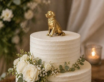 Cake Topper | Golden Retriever Figurine |  Modern Dog Statue