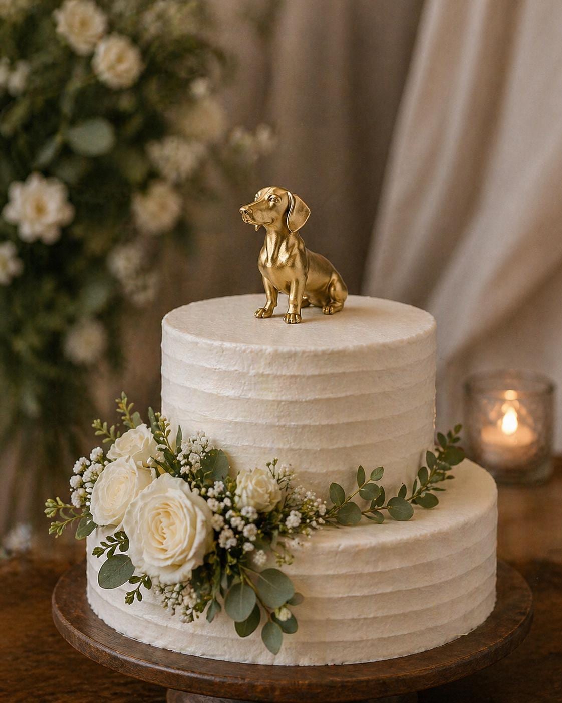 Cake Topper Golden Dachshund Figurine Modern Dog Statue