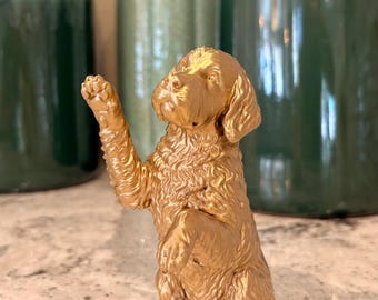 Waving Golden Doodle Figurine |  Modern Dog Statue | Home Decor | Gift for Dog Lovers