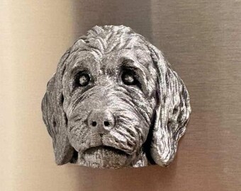 Golden Doodle Magnet | Metallic 3D Doodle Decor | Dog Lover Gift