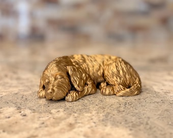 Sleeping Golden Doodle Figurine |  Modern Dog Statue | Home Decor | Gift for Dog Lovers