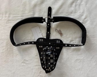 Lockable Harness Underwear | Faux Leather Adjustable Belt | Adult Costume Lingerie | Festival Outfit | Gothic Harness Gear