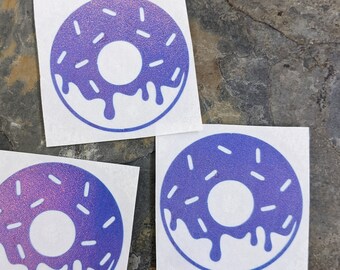 Sprinkly Melting Donut Sticker - Holographic Colour Shifting Vinyl - Laptop sticker