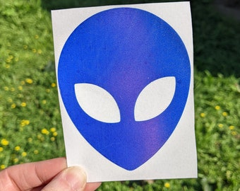 Alien Holographic Colour Shifting Vinyl Decal - ppie Peace Sign, Laptop Retro decals, Car Windows