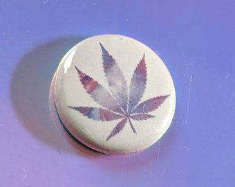 Pastel Weed Leaf 1 inch Pin - Cute 420 Stoner Gift, Jacket Button wearable Pinback Button