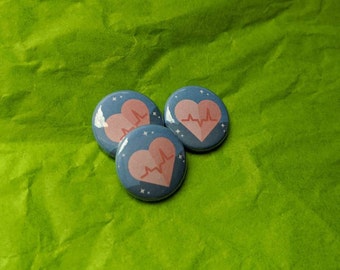 Heart beat and Healthcare Warriors Nurse Doctor buttons - 1 Inch pins