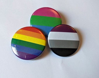 Pride Flags | LGBTQ flags, Wearable Pins, Trans Queer - 1.5 inch Buttons, Keychains, Magnets