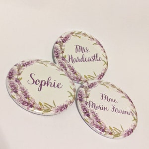 Large Flower Wreath Custom Name Pins 2.25 inch Pinback Buttons, Magnets, Mirror image 4