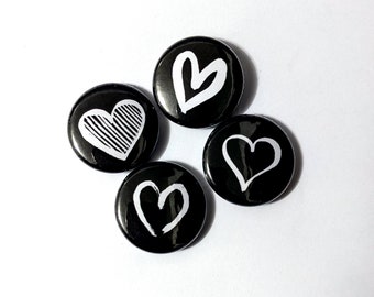 Black Hearts 4-Pack | Small 1 inch pins