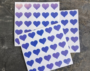 Little Holographic Heart Sticker Sheets - 25 hearts vinyl - waterproof stickers