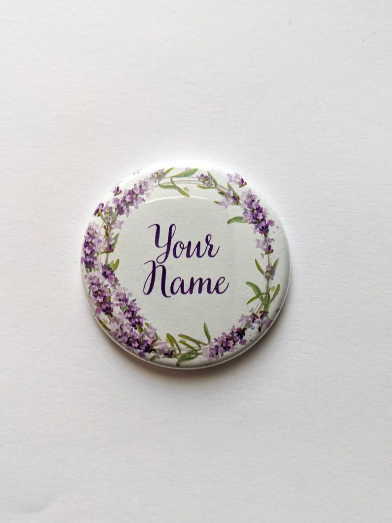 Flower Wreath CUSTOM Name buttons 1.5 inch Pinback buttons, Keychains, Magnets image 2