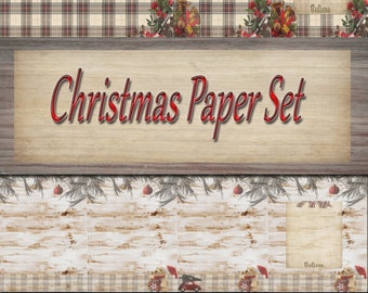 Christmas Scrapbook Paper, Distressed Textures (Digital Download)