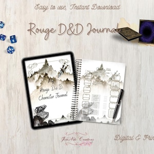 Diário DnD para impressão DnD Personagem para impressão 5e Folha de personagem Dnd Livro de feitiços DND Notas de campanha para impressão Dungeons and Dragons DND Gifts