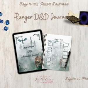DnD druckbares Charakter Journal Printable DnD Journal 5e Dnd Character Sheet Spellbook D & D Kampagne Notizen Printables Dungeons and Dragons