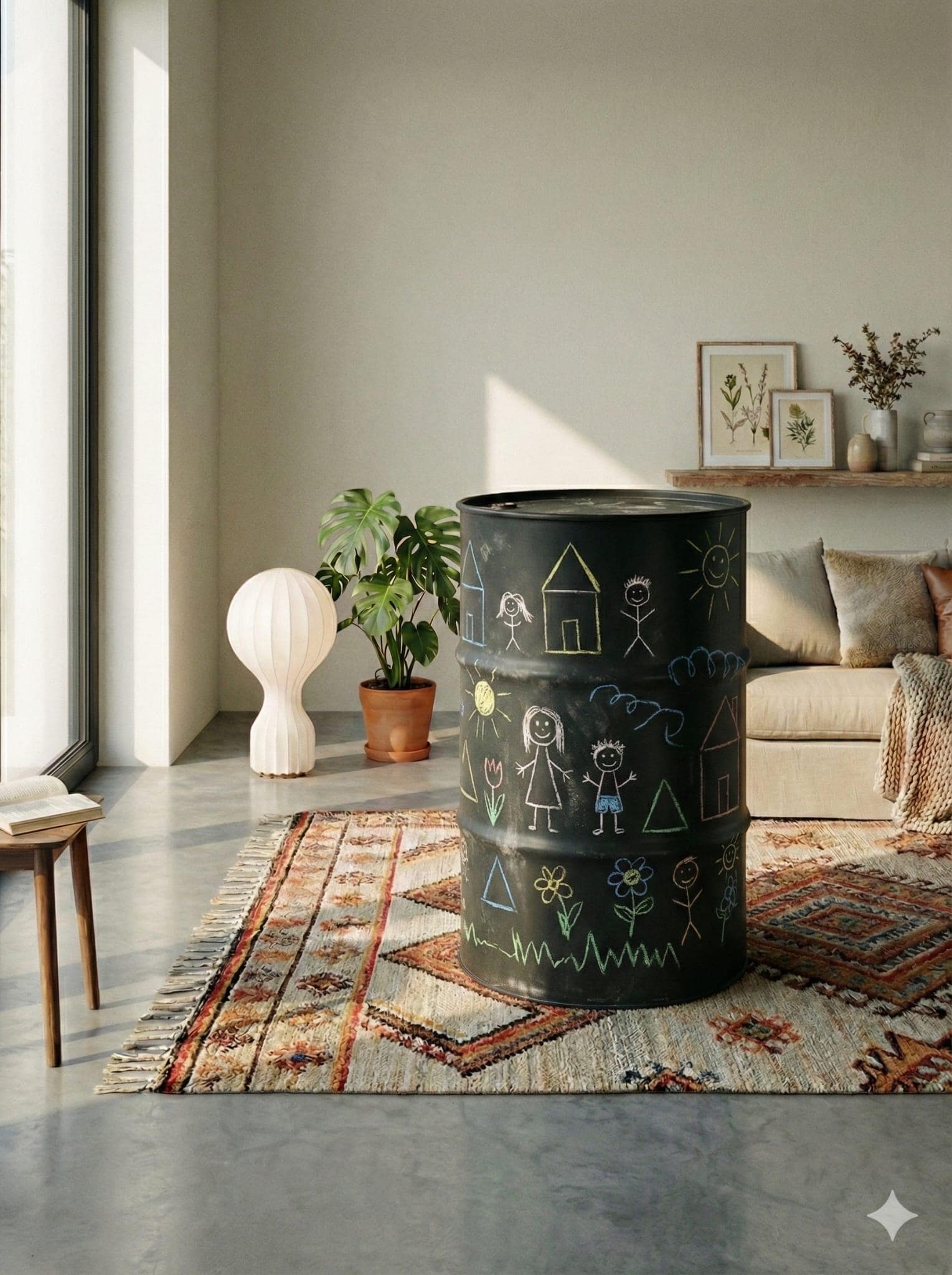 Baril de décoration en bois châtaignier - teinte claire