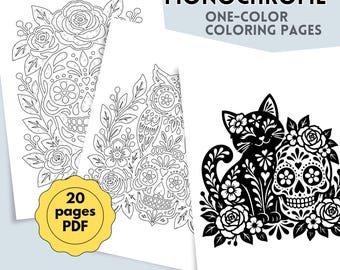 Sugar Skull Coloring Book for Adults, Day of the Dead Floral Designs, Gothic Calavera Art, Relaxing Halloween Activity, Bold Pages, PDF, PNG