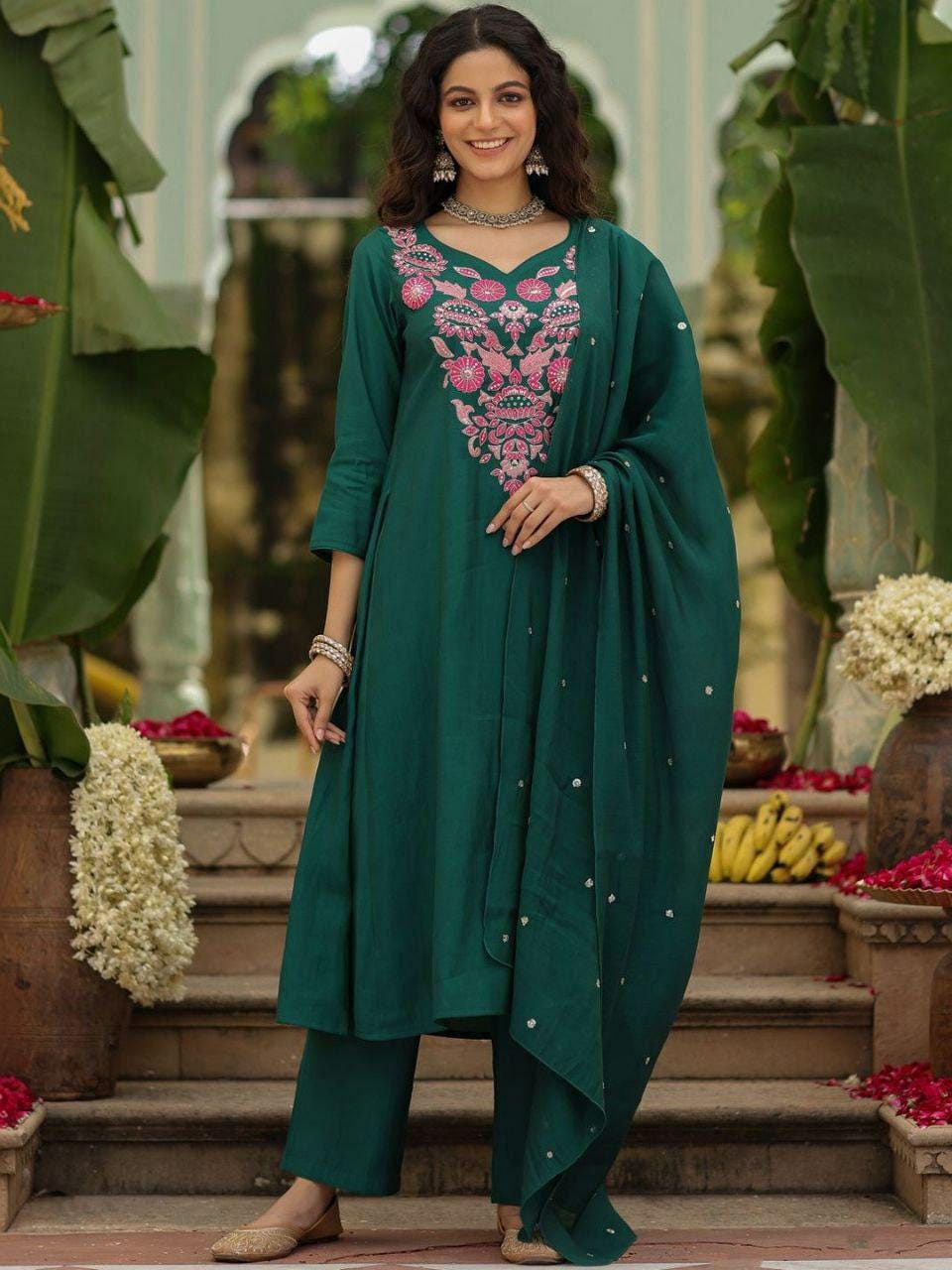 Emerald Green Anarkali - Etsy