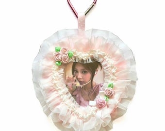Handmade Kawaii Photocard Holder | Pink Lace Rose Card Holder | Coquette K-pop Photocard Sleeve | Ita Bag Charm