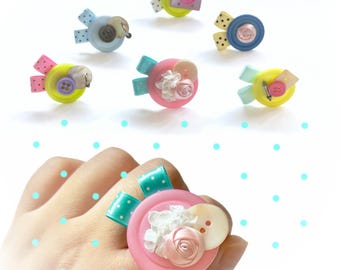 Handmade Kawaii Button Ring | Cute Y2K Jewelry